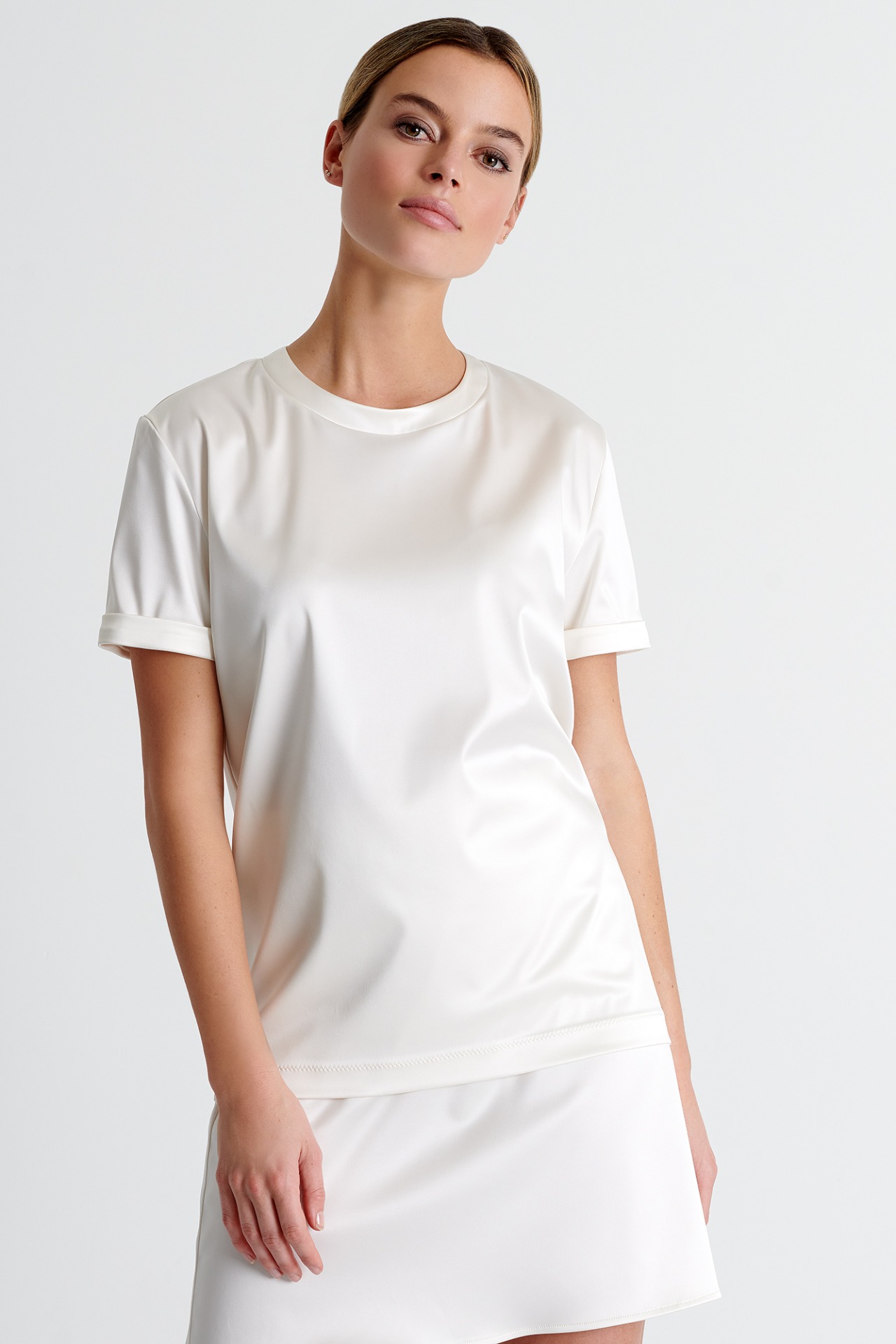 white satin t shirt