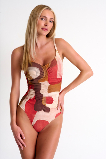 Classic one-piece swimsuit with front ruching