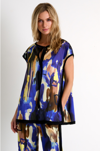 Silk blouse with boat neckline