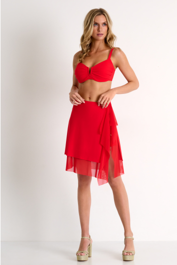 Ruffle mesh wrap pareo skirt