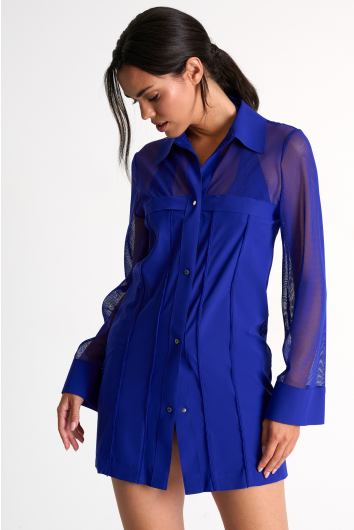 Chemise de plage en filet quadrillé