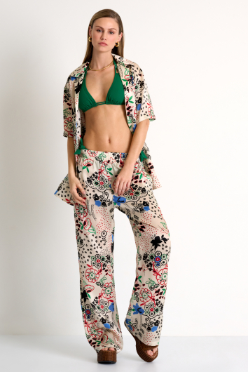 Straight-leg silk pants