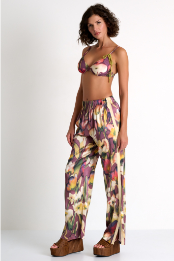 Straight-leg silk pants