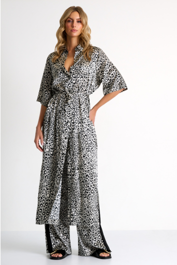 Longue robe chemisier en soie