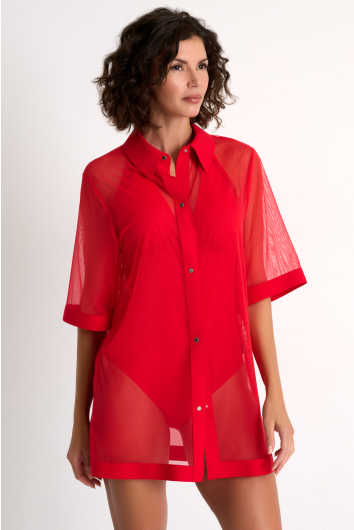 Chemise-pardessus de maillot boutonnée