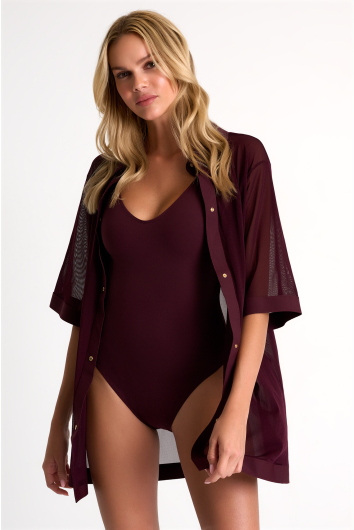 Button-down swimsuit cover-up