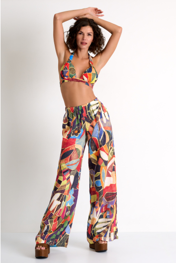 Straight-leg linen pants