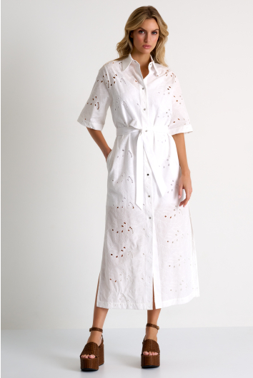 Long detailed lace shirt dress