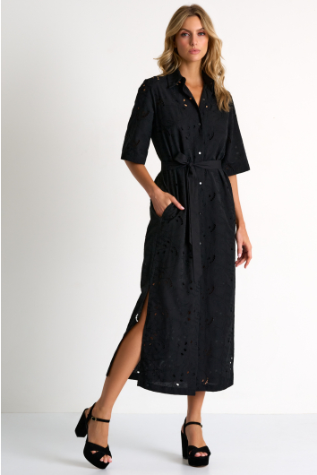 Long detailed lace shirt dress