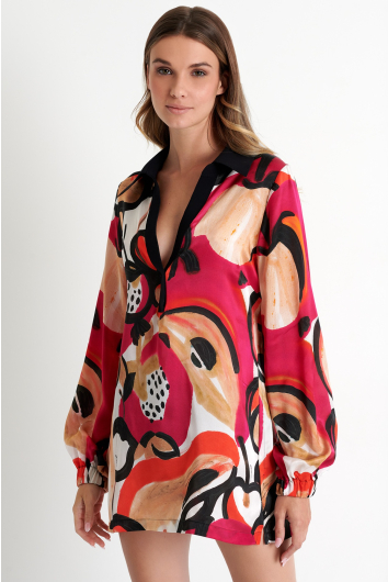 Chemisier à manches bouffantes en soie