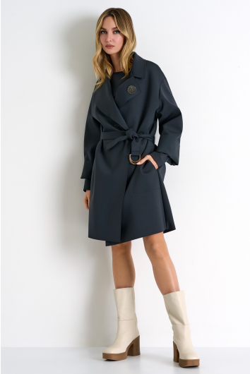 Manteau oversize à taille ceinturée