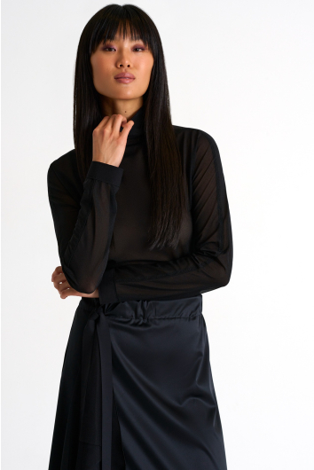 Haut à col roulé en mesh