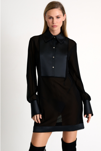 Robe chemisier en mesh