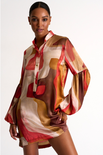 Robe en soie avec manches ballon