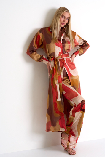 Long silk shirt dress