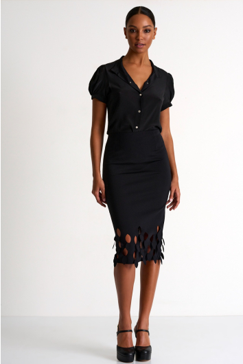 Pencil skirt with cutouts