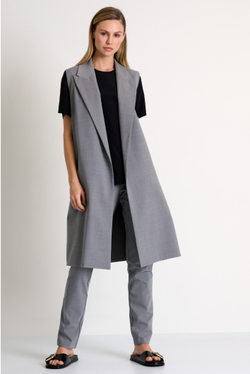 Veston long contemporain sans manches
