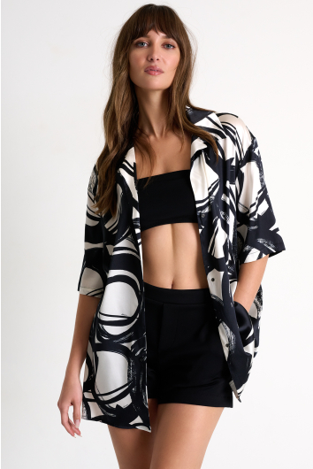 Chemise à manches courtes en soie