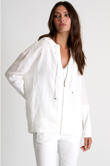 Veste à capuche en lin et lycra
