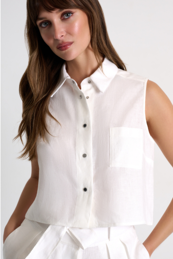 Veste en lin boutonnée sans manches