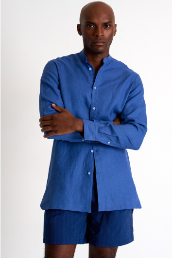 Chemise en lin col mao