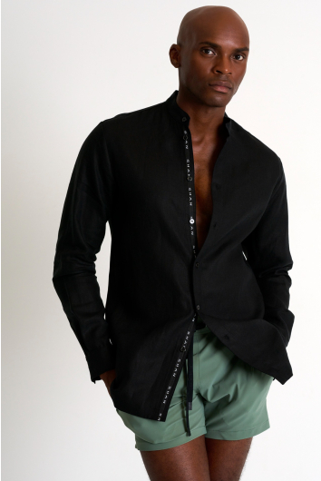 Chemise en lin col mao