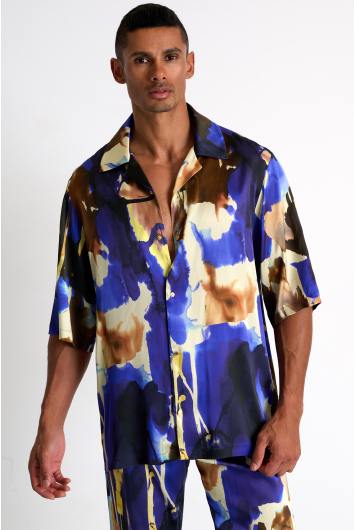 Chemise à manches courtes en soie