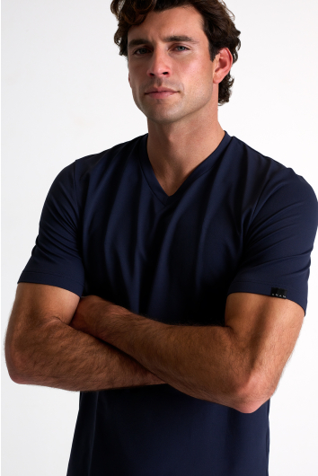 Textured V-neck jersey