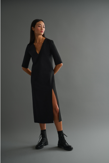 Robe longue à col V