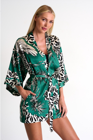 Veste-peignoir de style kimono en soie