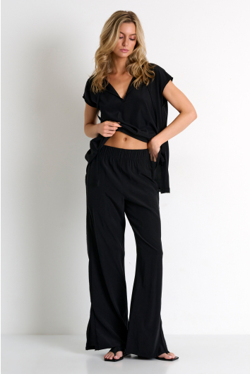 Straight-leg silk pants