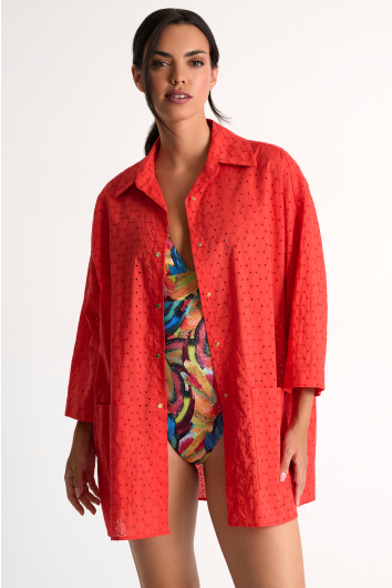 Embroidered oversized shirt