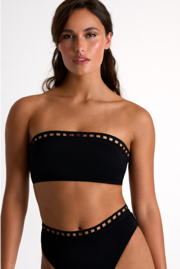 Bandeau bikini top with mosaic cutouts