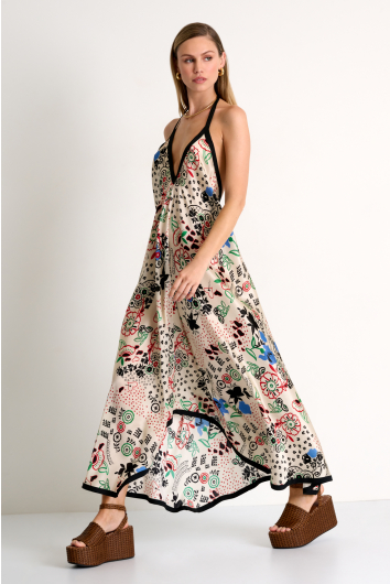 Halter style silk maxi dress
