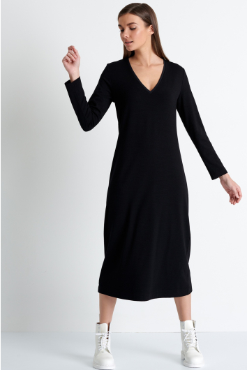 Classic midi black dress