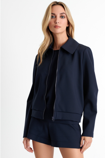 Zip-up collar bomber jacket