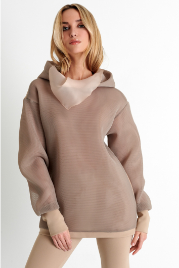 Hooded mesh sweatshirt