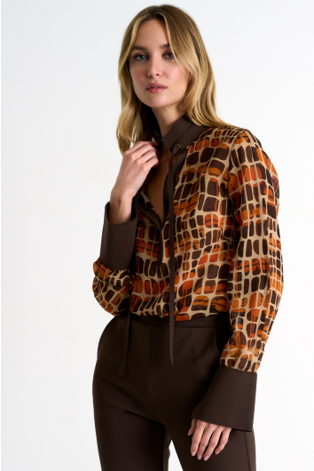 Mock neckline silk blouse