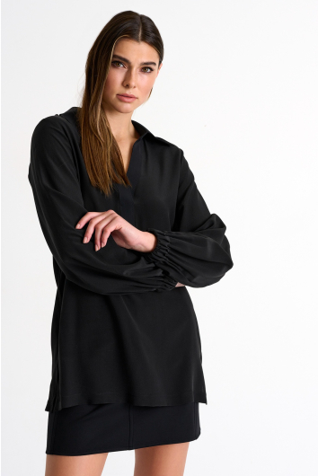 Silk puff sleeve blouse