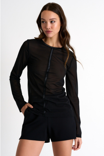 Long sleeve mesh top