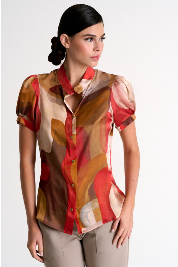 Silk short-sleeved blouse