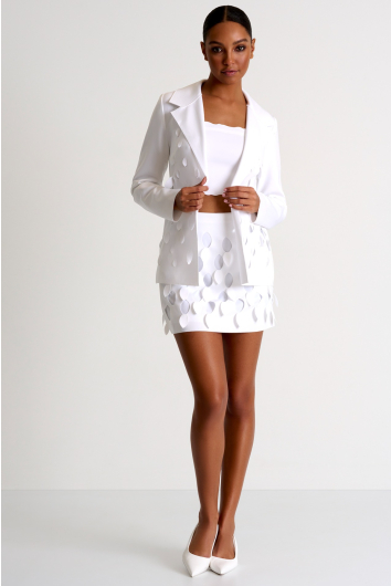 Straight mini skirt with cutouts