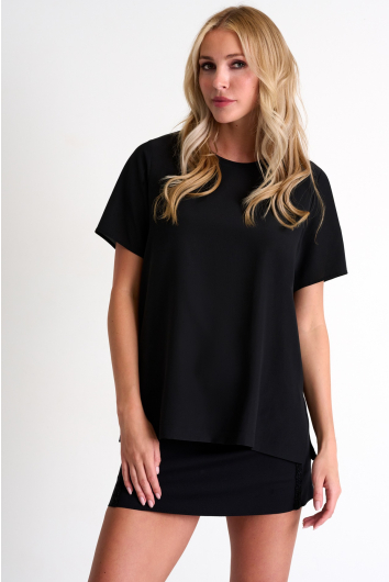 Short-sleeve silk T-shirt