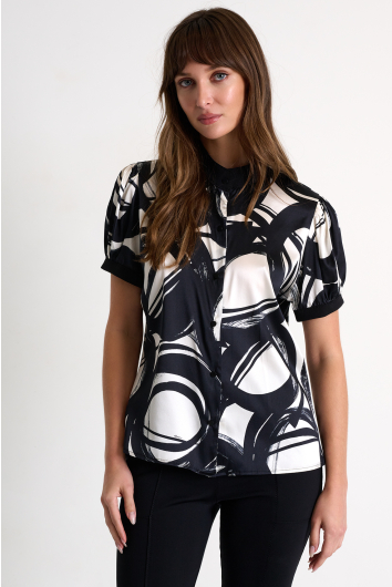 Silk blouse with balloon sleeves