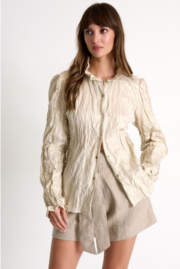 Long-sleeved metallic blouse