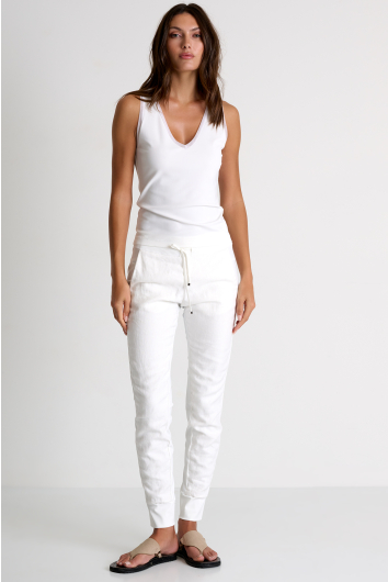 Pantalon décontracté en lin & lycra