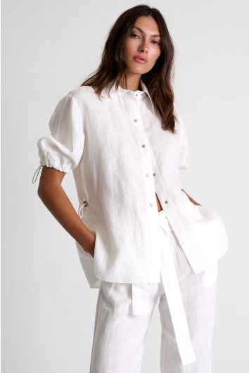 Short-sleeve linen blouse