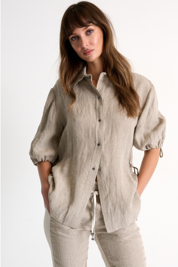 Short-sleeve linen blouse
