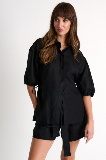 Short-sleeve linen blouse