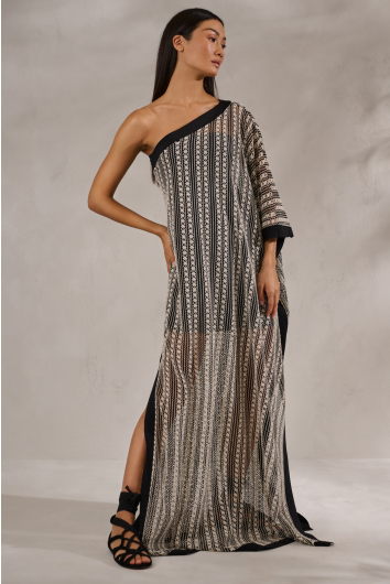 Asymmetrical Embroidered Maxi Dress